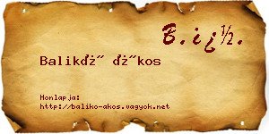 Balikó Ákos névjegykártya